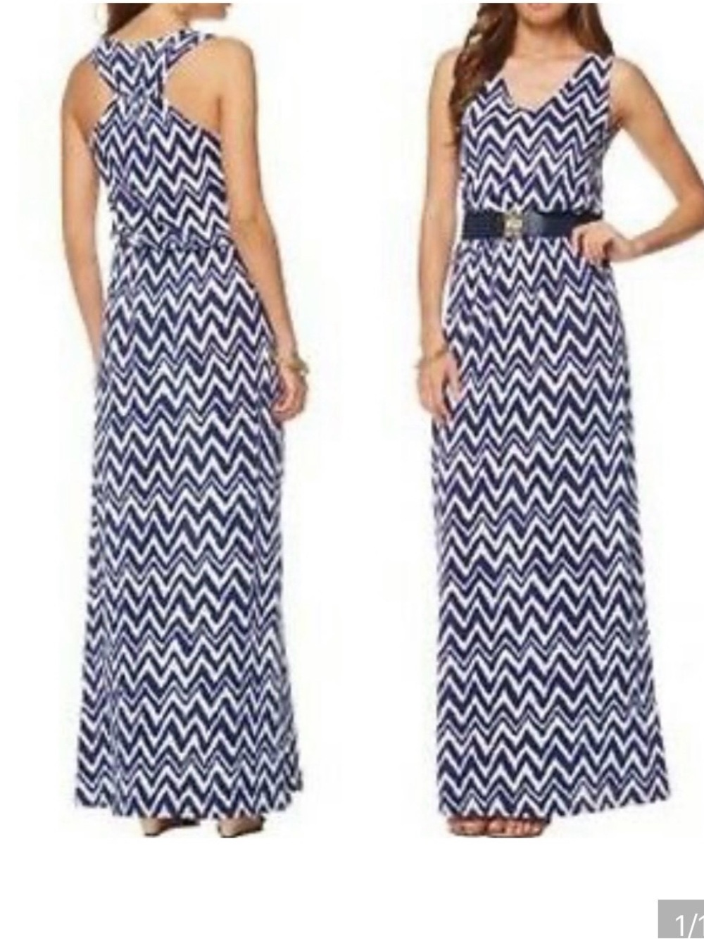 Lilly Pulitzer Navy and White Zigzag Maxi Dress